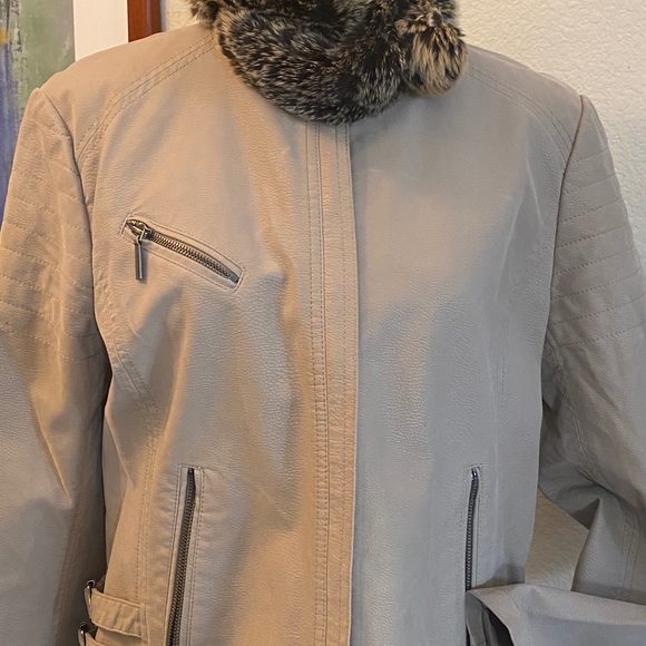 Taupe Moto Microfiber Jacket, L - Picture 4 of 9